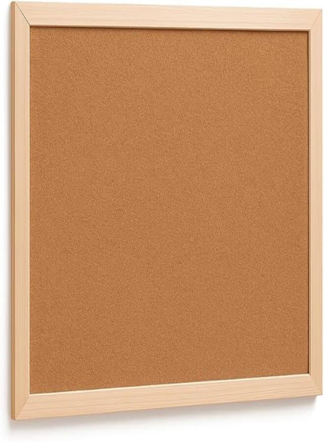 Fitto Cork Board 40cm x 60cm Brown with Wooden Frame for Home and Office Use